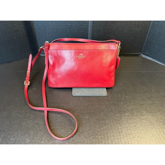 Coach Red Leather East West Crossbody Bag *READ - Picture 2 of 16